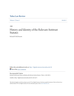 History and Identity of the Relevant Antitrust Statutes