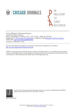 On the Method of Theoretical Physics Author(s): Albert Einstein