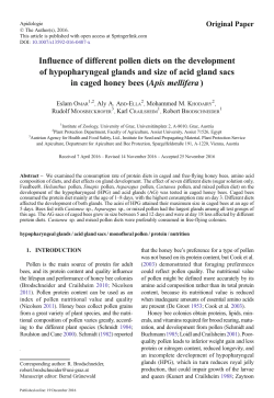 Influence of different pollen diets on the development of
