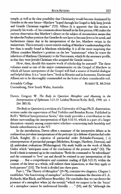 Dawes, Gregory W. 7%e Body in Q~estion: Metaphor and Meaning