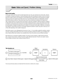 Gears Ratios and Speed / Problem Solving
