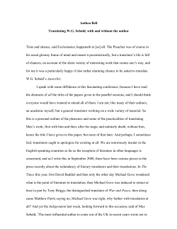 Anthea Bell Translating WG Sebald, with and without - e