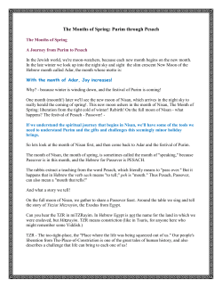 The Months of Spring: Purim through Pesach