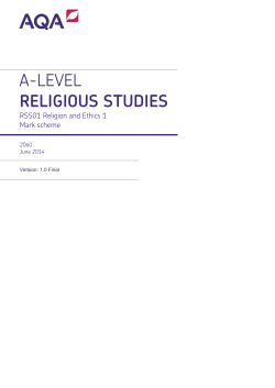 A-level Religious Studies Mark scheme RSS01 - Religion and