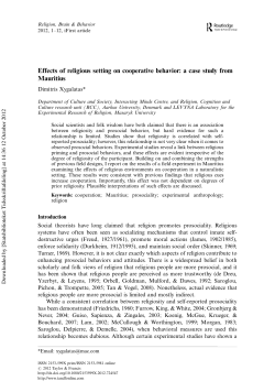 Effects of religious setting on cooperative behavior: a case