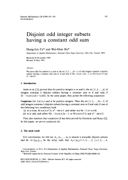 Disjoint odd integer subsets having a constant odd sum