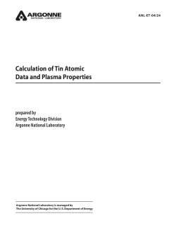 Calculation of Tin Atomic Data and Plasma Properties