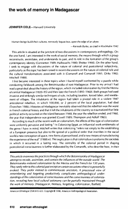 The Work of Memory in Madagascar