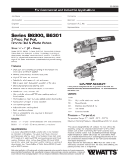 Series B6300, B6301 - Watts Water Technologies