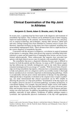 Clinical Examination of the Hip Joint in Athletes