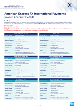American Express FX International Payments Inward Account Details