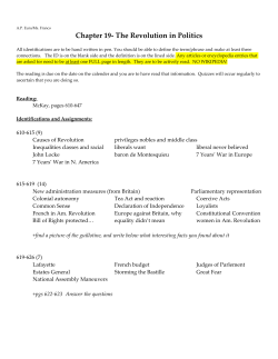 Chapter 19- The Revolution in Politics