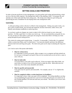 Goal Setting and Prioritizing