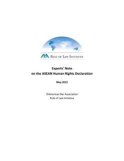 Experts Note on the ASEAN Human Rights Declaration, 2012