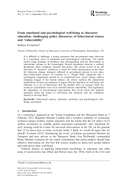 From emotional and psychological well-being to