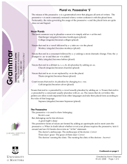 Plural vs. Possessive `S`