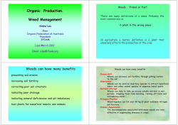 Organic Production Organic Production. Weed Management