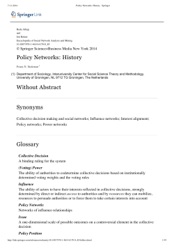 Policy Networks: History Without Abstract Synonyms Glossary