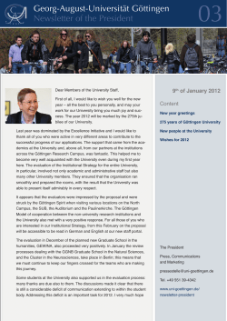 Georg-August-Universit&auml;t G&ouml;ttingen Newsletter of the President