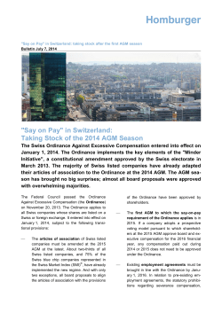 "Say on Pay" in Switzerland: Taking Stock of the 2014