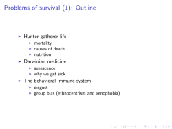Problems of survival (1): Outline