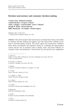 Decision neuroscience and consumer decision making