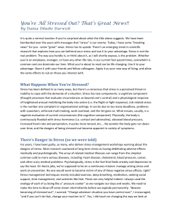 You`re All Stressed Out? That`s Great News!!