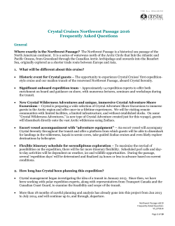 Crystal Cruises Northwest Passage 2016 Frequently Asked Questions