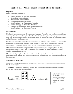 Section 1.1 Whole Numbers and Their Properties