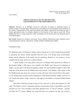 PORTUGUESE BALLAD, ITS SPECIFICITIES AND OFFSHOOTS IN
