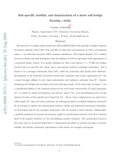 Salt-specific stability and denaturation of a short salt