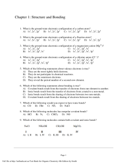 Chapter 1: Structure and Bonding