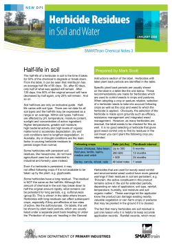 Herbicide Residues in Soil and Water