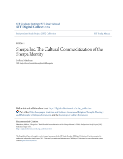 Sherpa Inc. The Cultural Commoditization of the Sherpa Identity