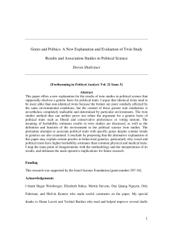 Genes and Politics: A New Explanation and Evaluation of Twin