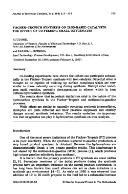 tially in the Fischer-Tropsch synthesis with iron
