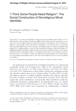 I think some people need religion&rdquo;: The Social