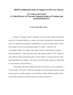 Is Crime in the Genes? - Council for Responsible Genetics
