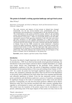 The potato in Ireland`s evolving agrarian