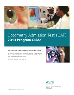Optometry Admission Test Program Guide 2013