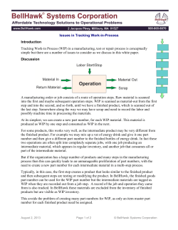 Issues in Tracking Work-in-Process Introduction Tracking