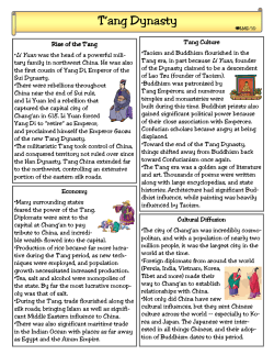 Tang Dynasty Questions