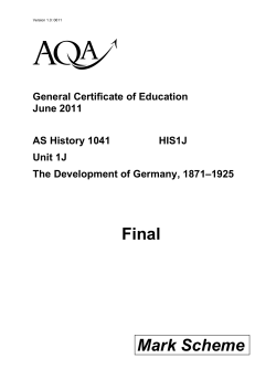 A-level History Mark Scheme Unit 01J - The