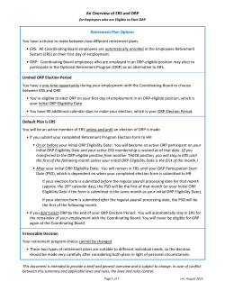 Overview of ERS and ORP