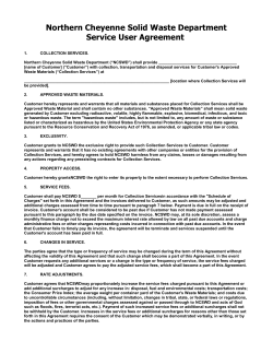 Northern Cheyenne Solid Waste Department Service User Agreement