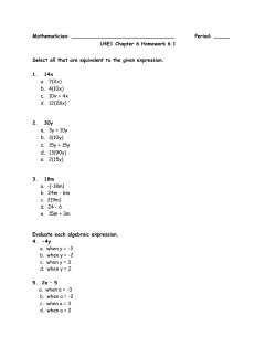 Ch. 6 Worksheets