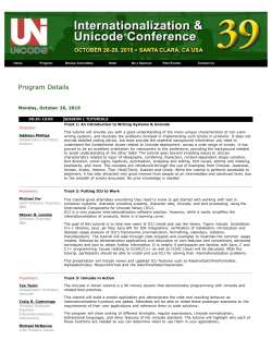 Program Details - Unicode Conference