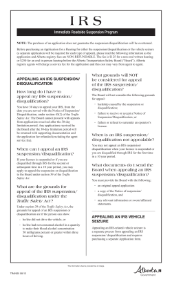 Immediate Roadside Suspension Program What grounds will NOT