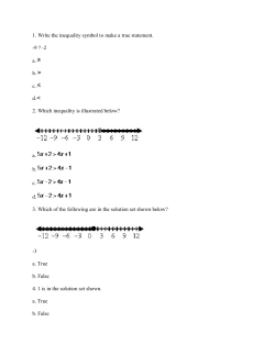 1. Write the inequality symbol to make a true statement. -9 ?