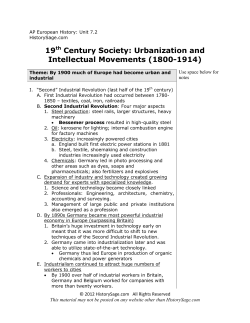 19th Century Society: Urbanization and Intellectual